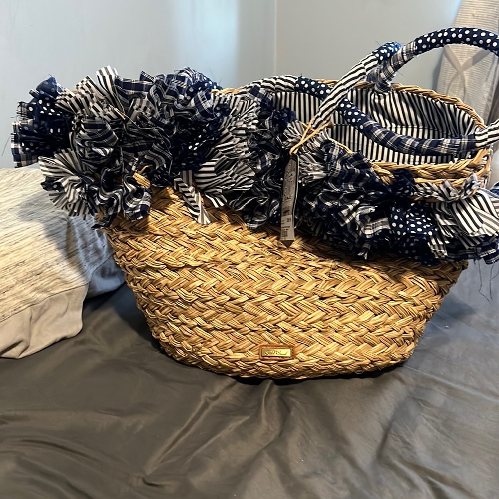 Cute little straw beach tote